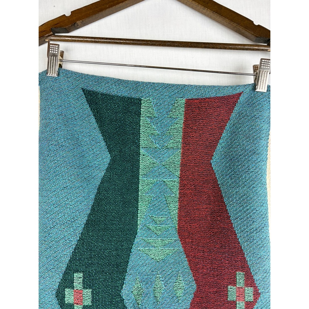 Southwestern Woven Tapestry 2 Pillow Covers Teal Burgundy Geometric Mountain - Picture 13 of 16